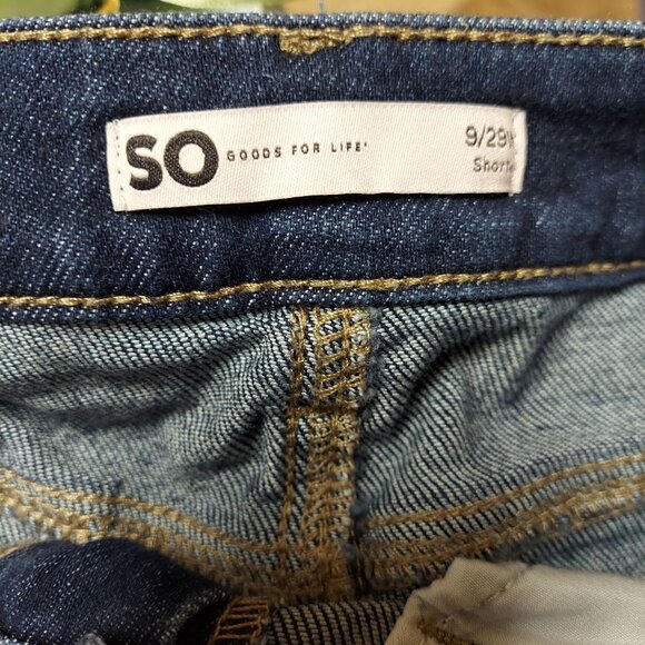 So Jean Shorts Juniors 9 W29 Dark Wash Blue Denim Rolled Cuff Cotton Blend - Picture 4 of 8